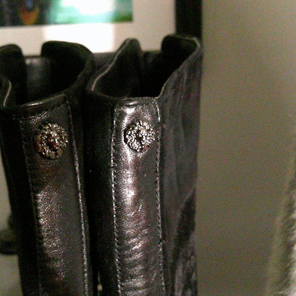 Anne Klein AK7 JamieLee Mixed Media Knee High Boots | Hair Calf Leather | Size 9 - Picture 9 of 11